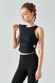 Ribbed Crop Tank Tops Side Cutout by bornfocus