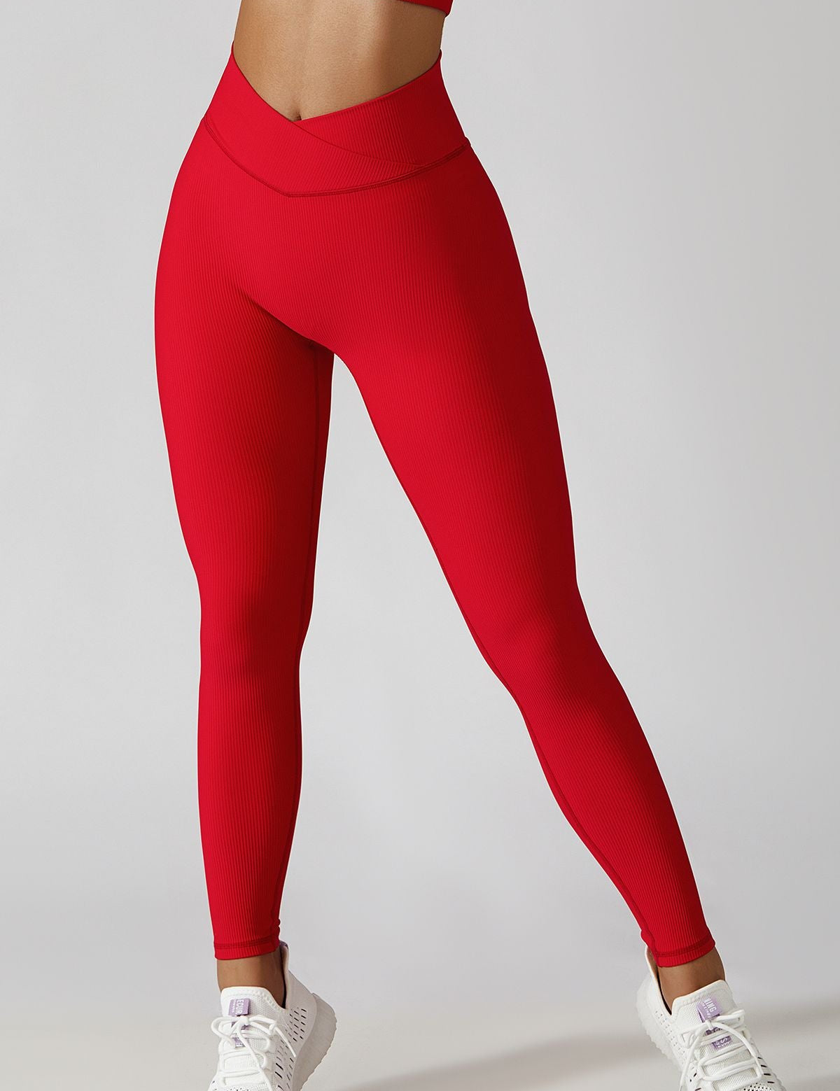 Ribbed High-Rise Crossover Leggings by bornfocus