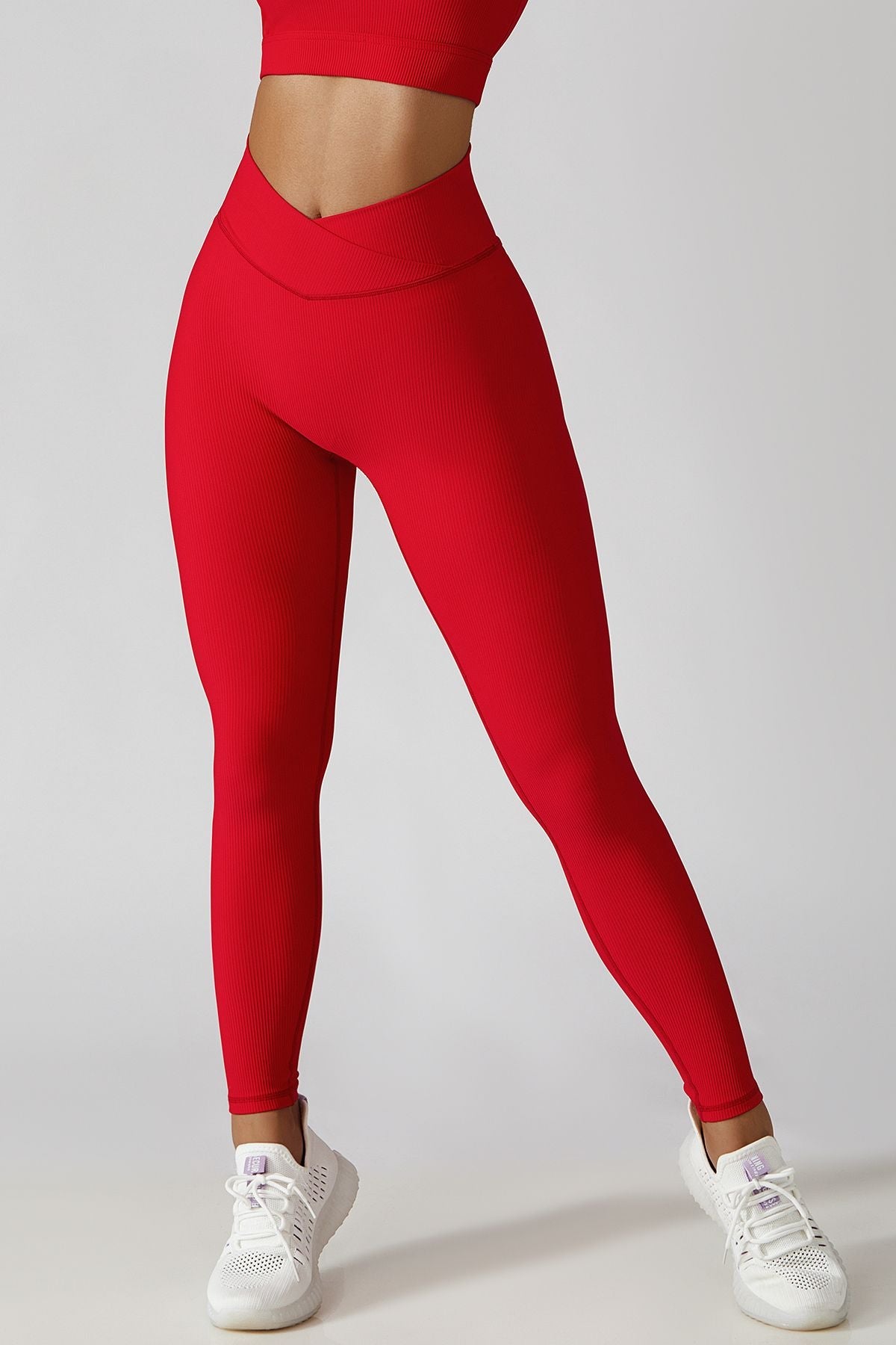 Ribbed High-Rise Crossover Leggings by bornfocus