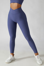 Ribbed High-Rise Crossover Leggings by bornfocus