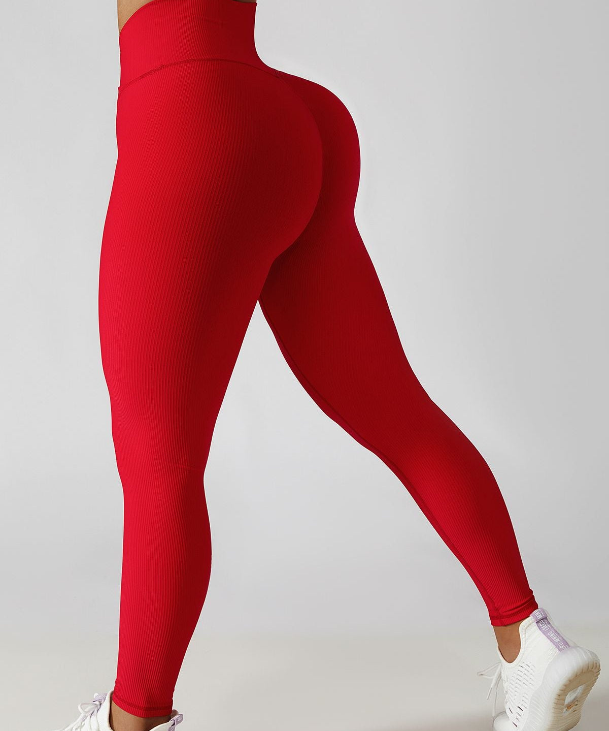 Ribbed High-Rise Crossover Leggings by bornfocus