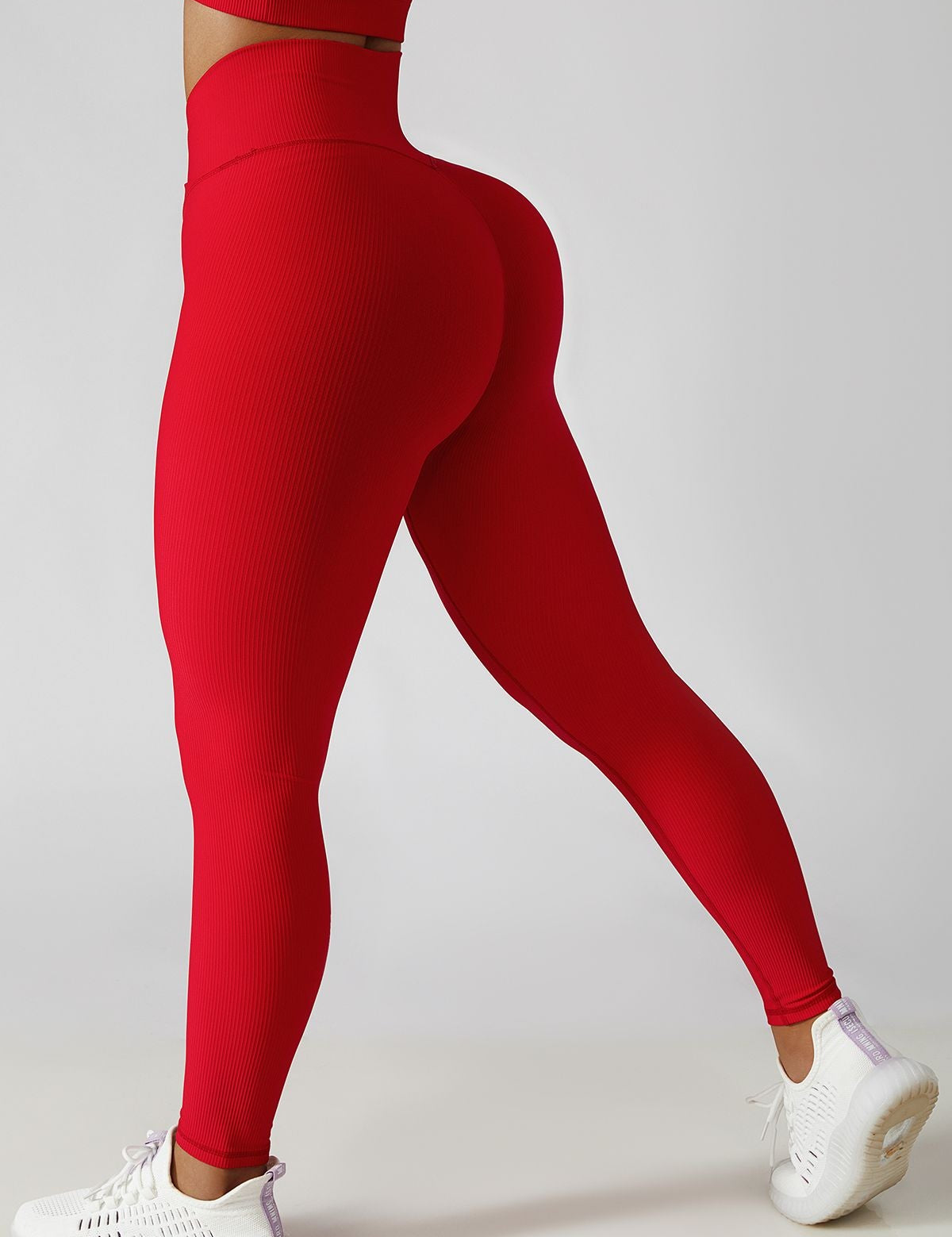 Ribbed High-Rise Crossover Leggings by bornfocus