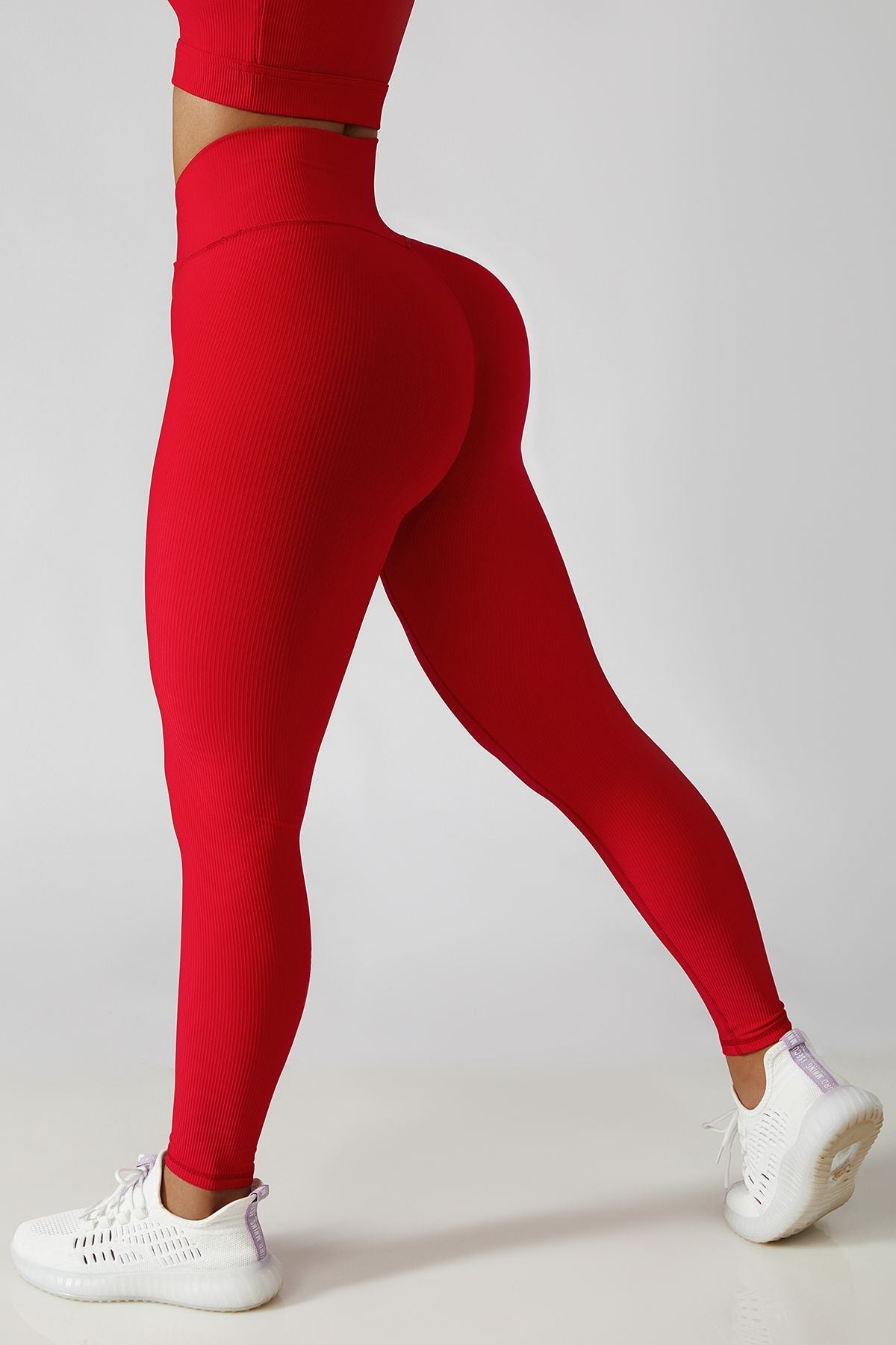 Ribbed High-Rise Crossover Leggings by bornfocus