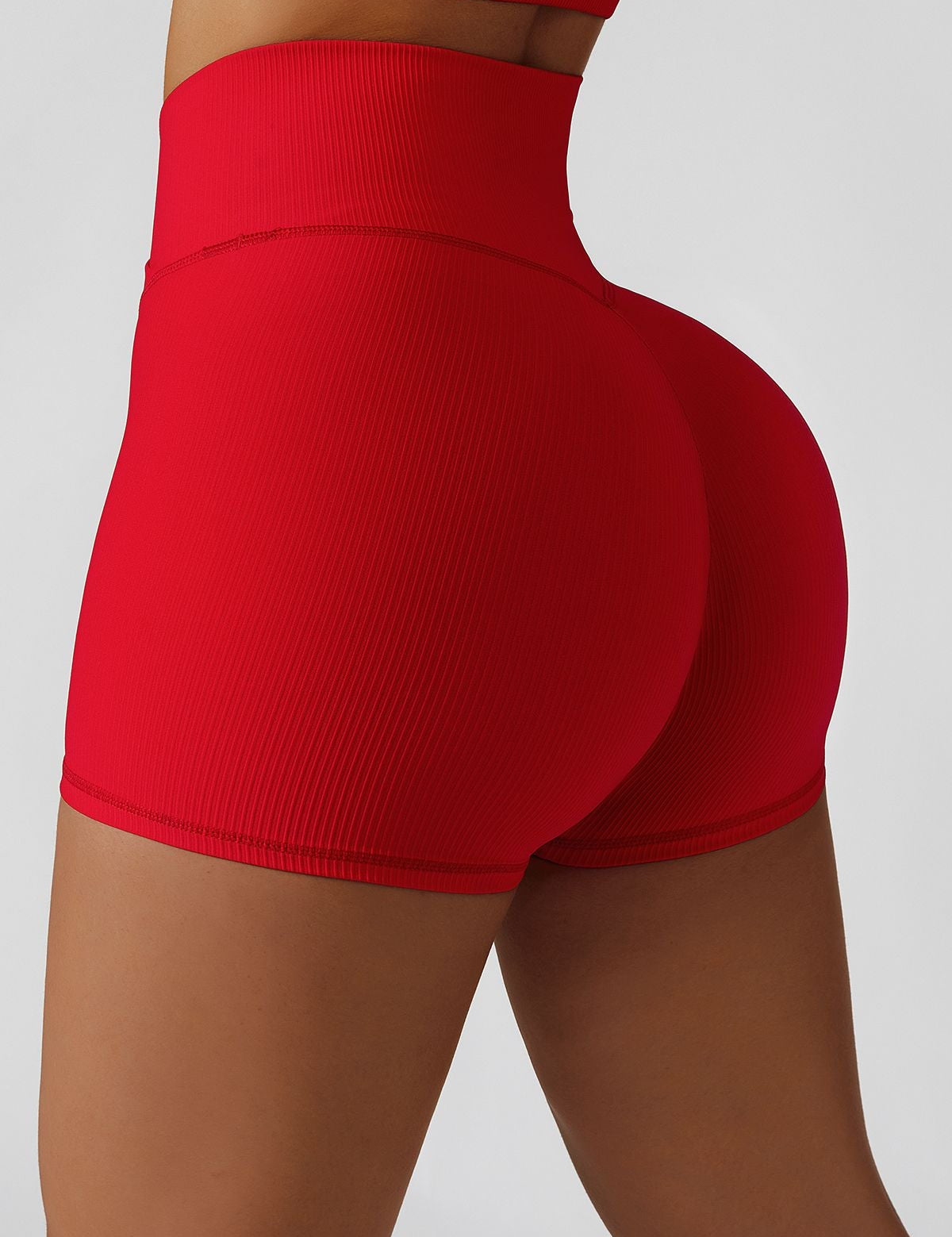 Ribbed High-Waist Crossover Shorts by bornfocus