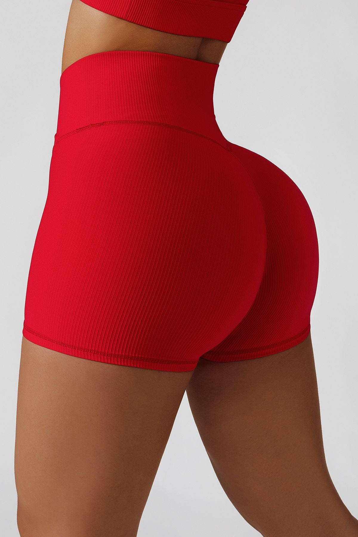 Ribbed High-Waist Crossover Shorts by bornfocus