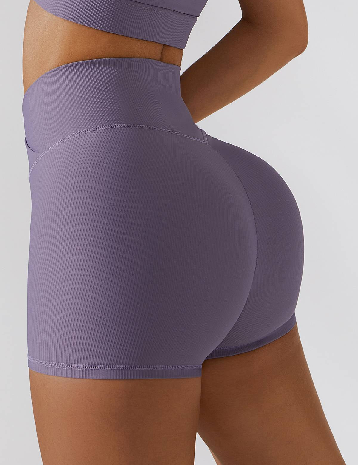 Ribbed V-Waist Scrunch Butt Shorts by bornfocus