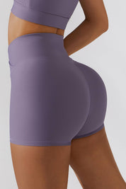 Ribbed V-Waist Scrunch Butt Shorts by bornfocus