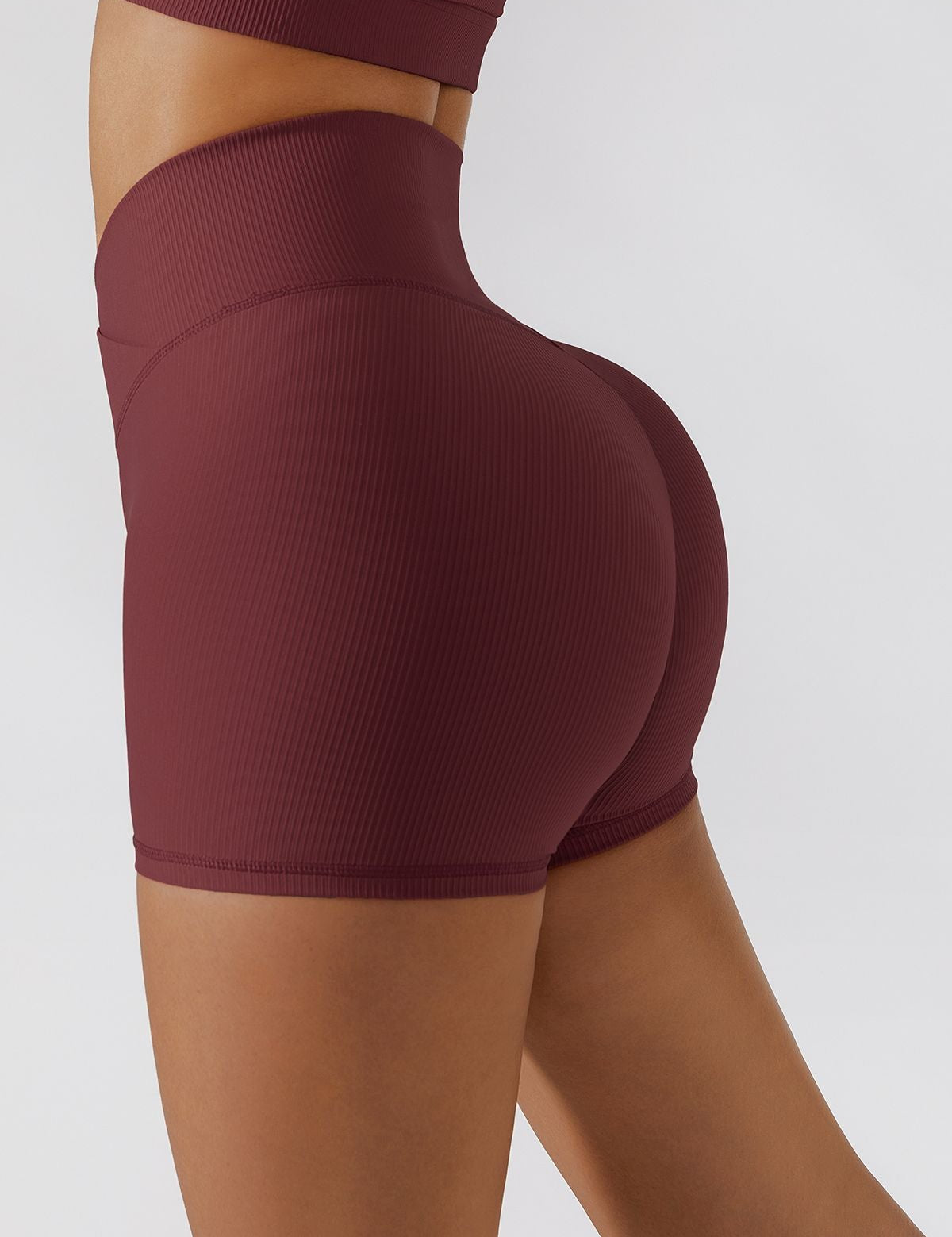 Ribbed V-Waist Scrunch Butt Shorts by bornfocus