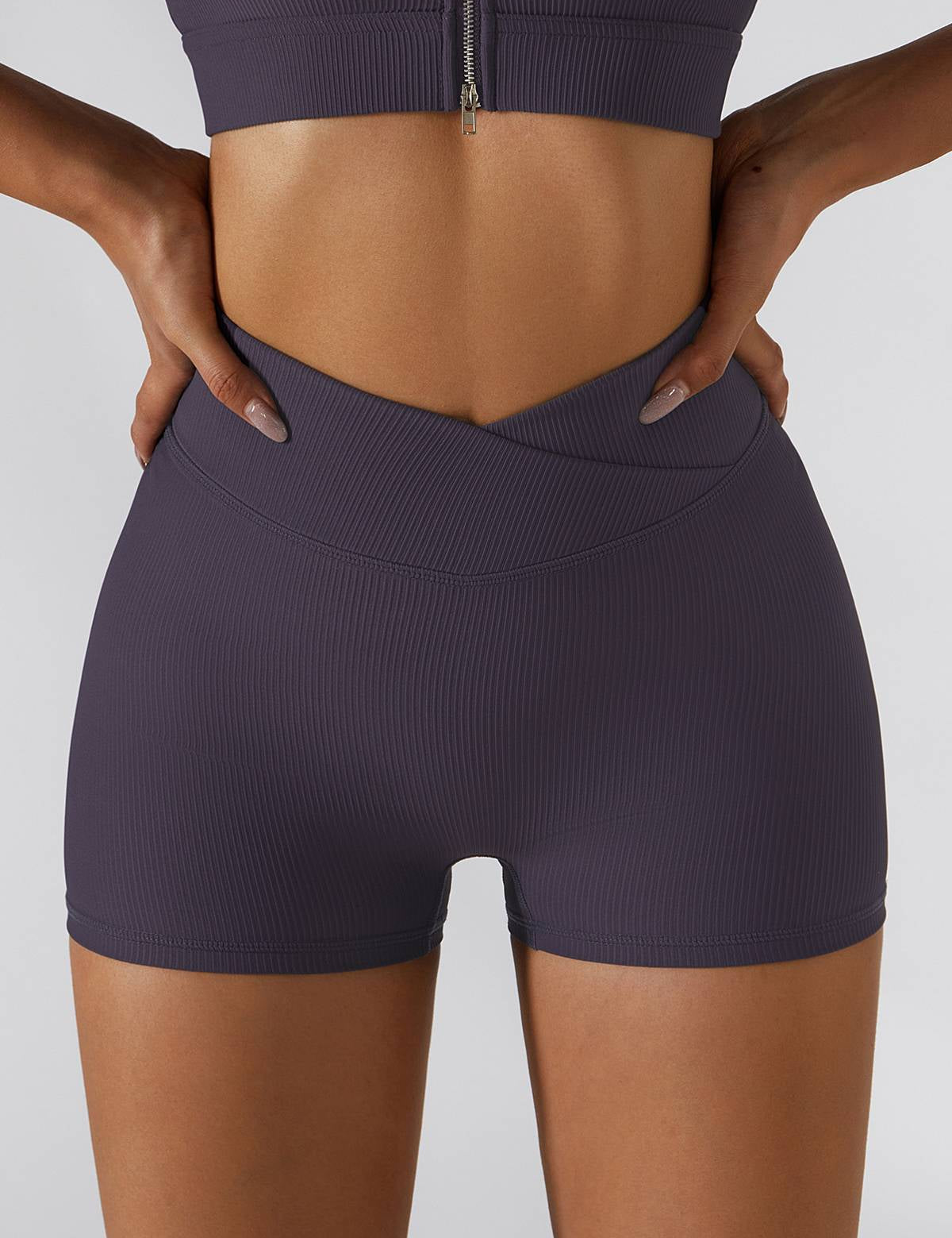 Ribbed V-Waist Scrunch Butt Shorts by bornfocus