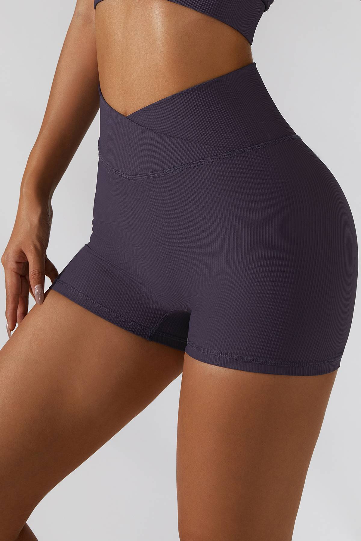 Ribbed V-Waist Scrunch Butt Shorts by bornfocus