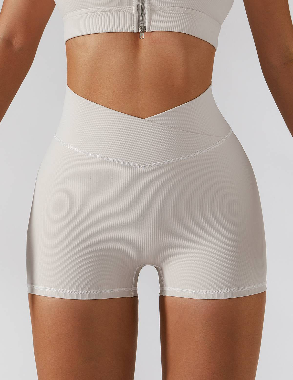 Ribbed V-Waist Scrunch Butt Shorts by bornfocus