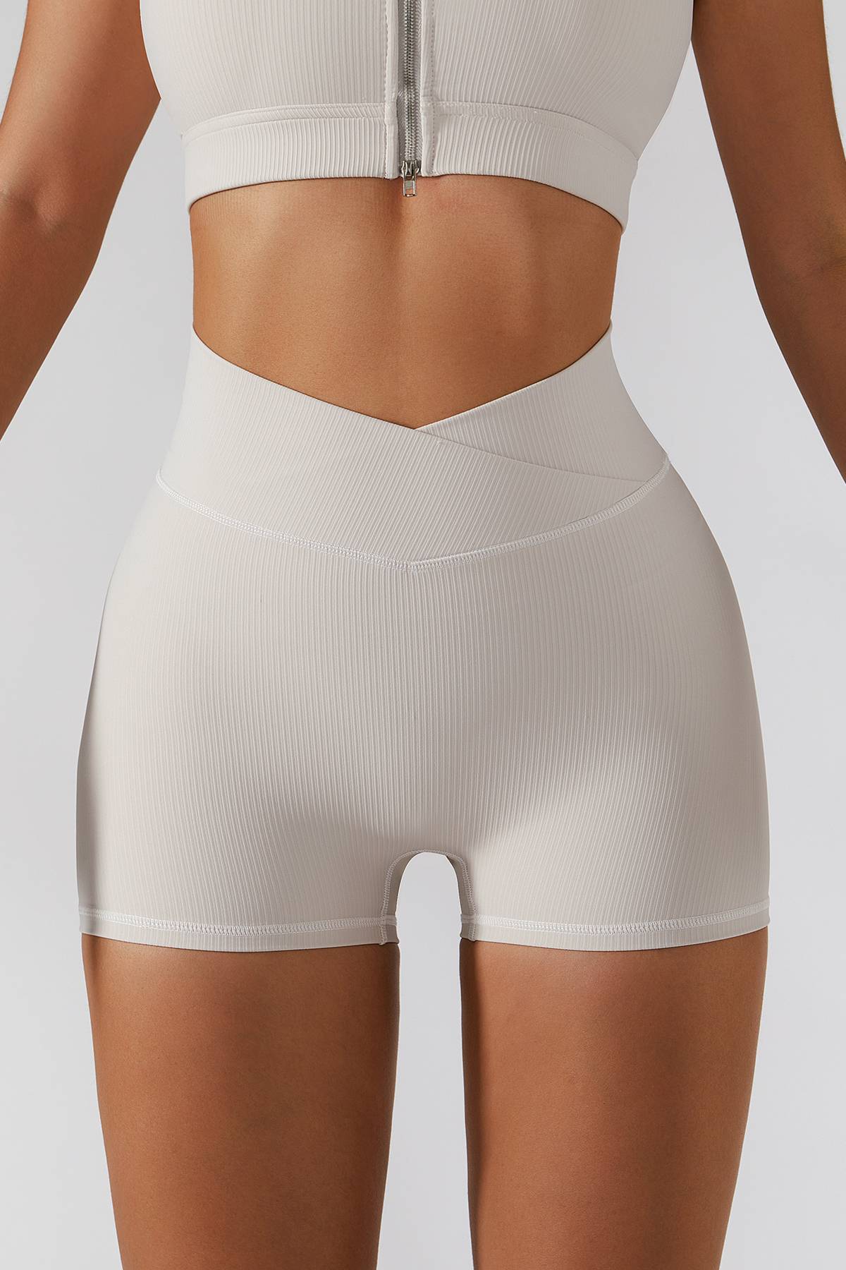 Ribbed V-Waist Scrunch Butt Shorts by bornfocus