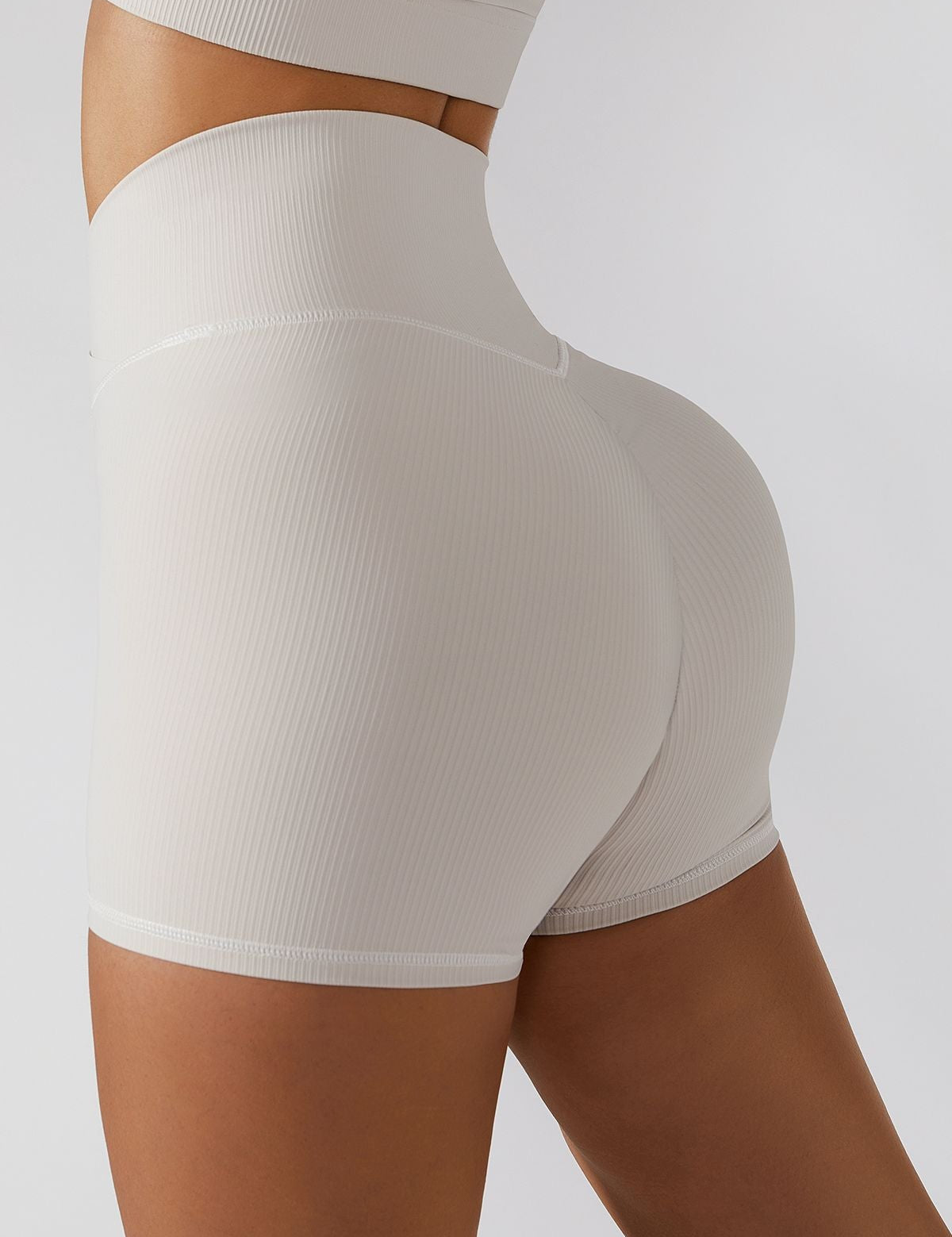 Ribbed V-Waist Scrunch Butt Shorts by bornfocus