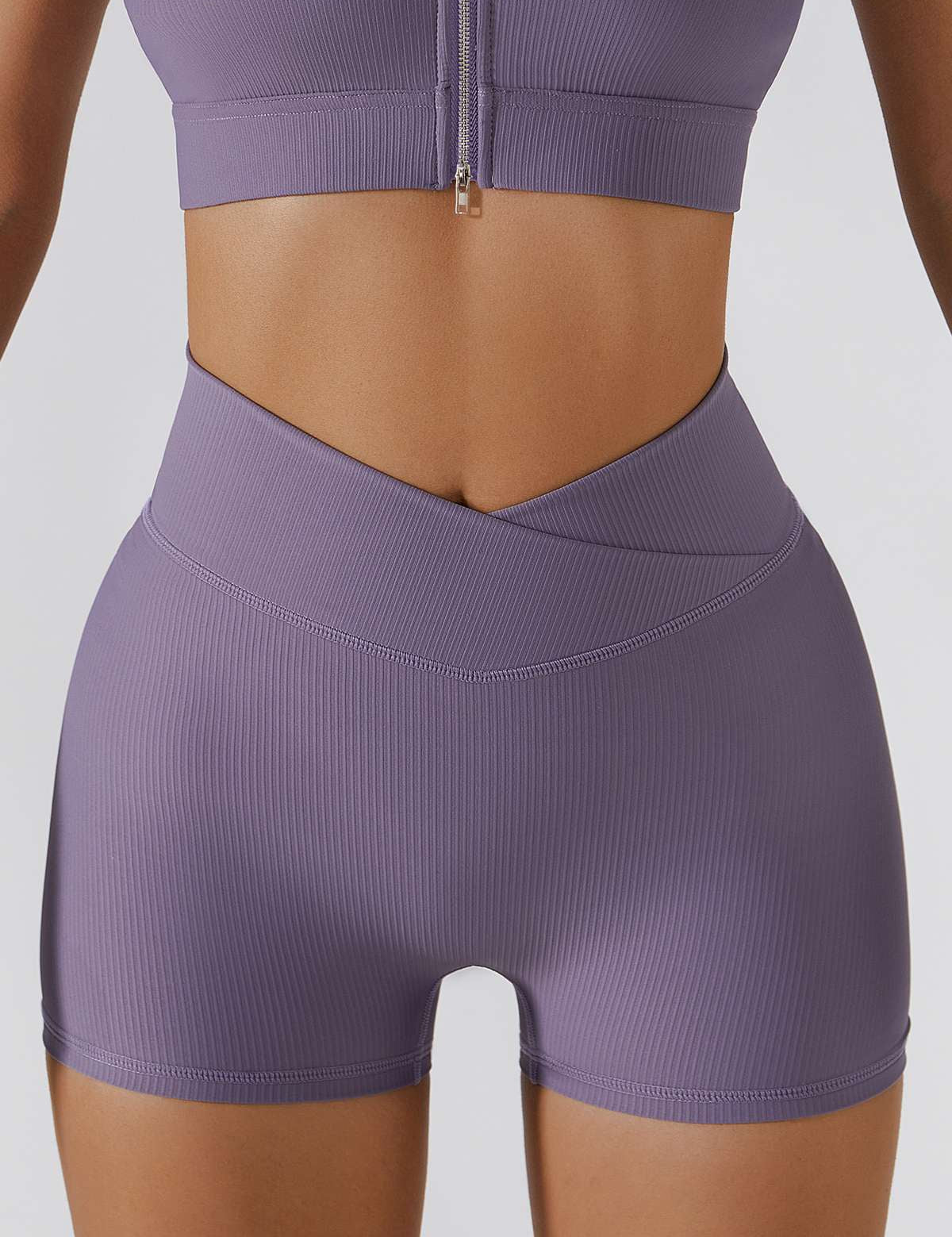 Ribbed V-Waist Scrunch Butt Shorts by bornfocus