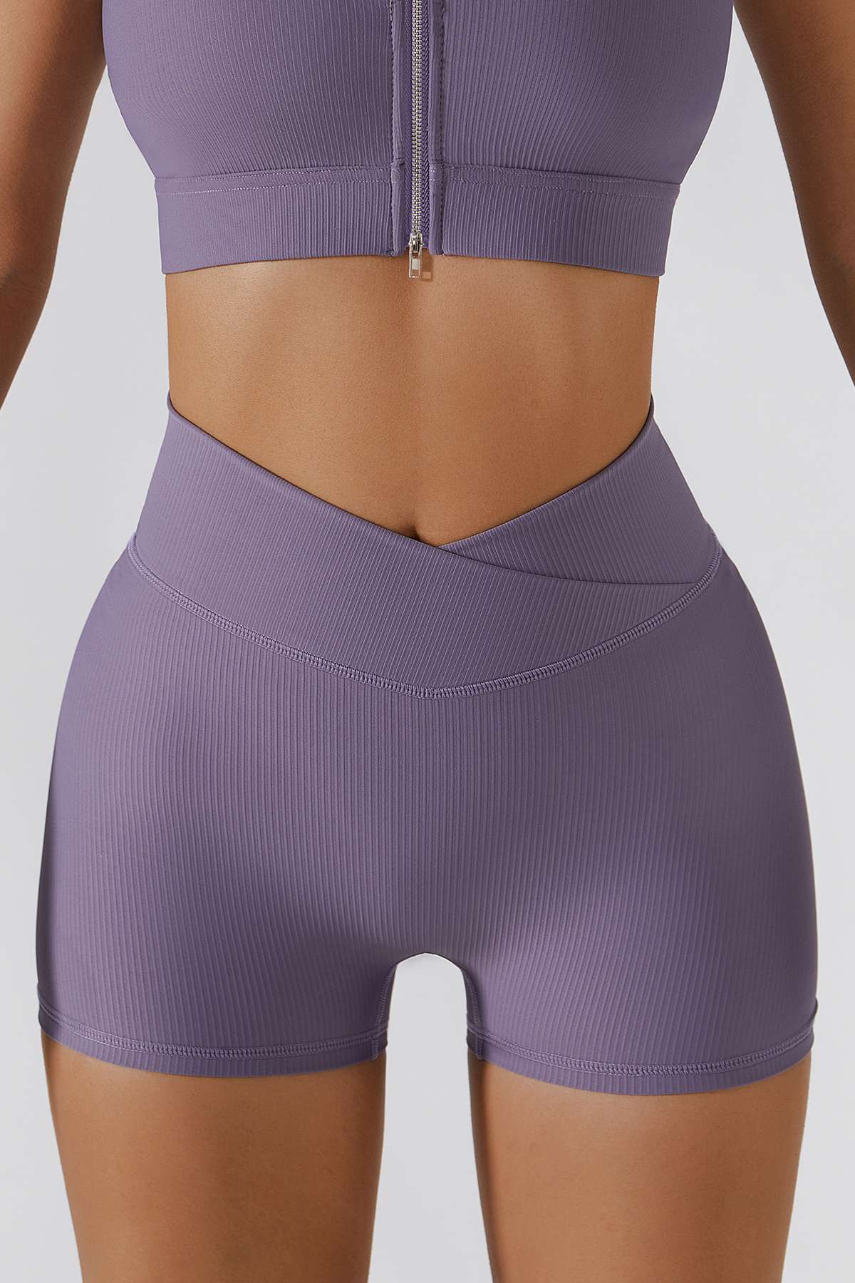 Ribbed V-Waist Scrunch Butt Shorts by bornfocus