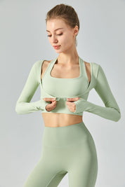 Ribbed Halter Crop Top & Leggings Activewear Set by bornfocus