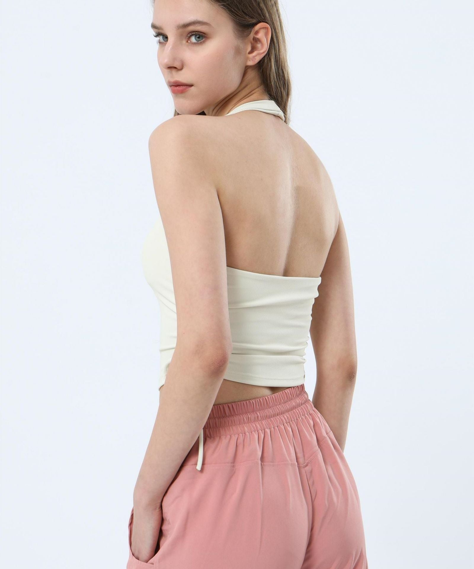Ribbed Halter Neck Tank Tops by bornfocus