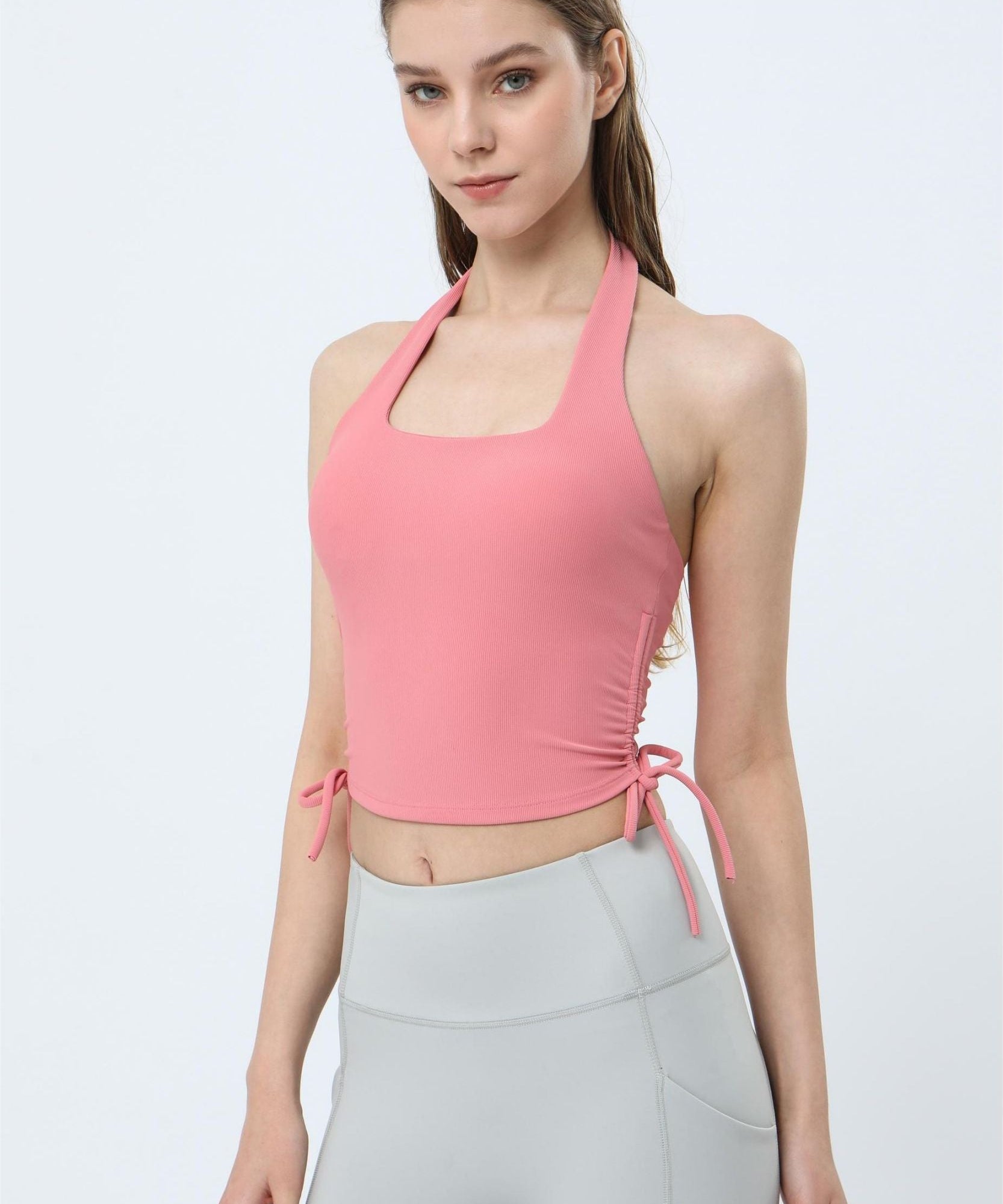 Ribbed Halter Neck Tank Tops by bornfocus