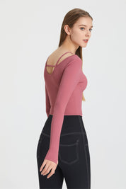 Ribbed Long Sleeve Top with Built-In Bra by bornfocus