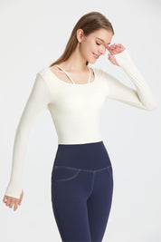 Ribbed Long Sleeve Top with Built-In Bra by bornfocus