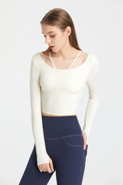 Ribbed Long Sleeve Top with Built-In Bra by bornfocus