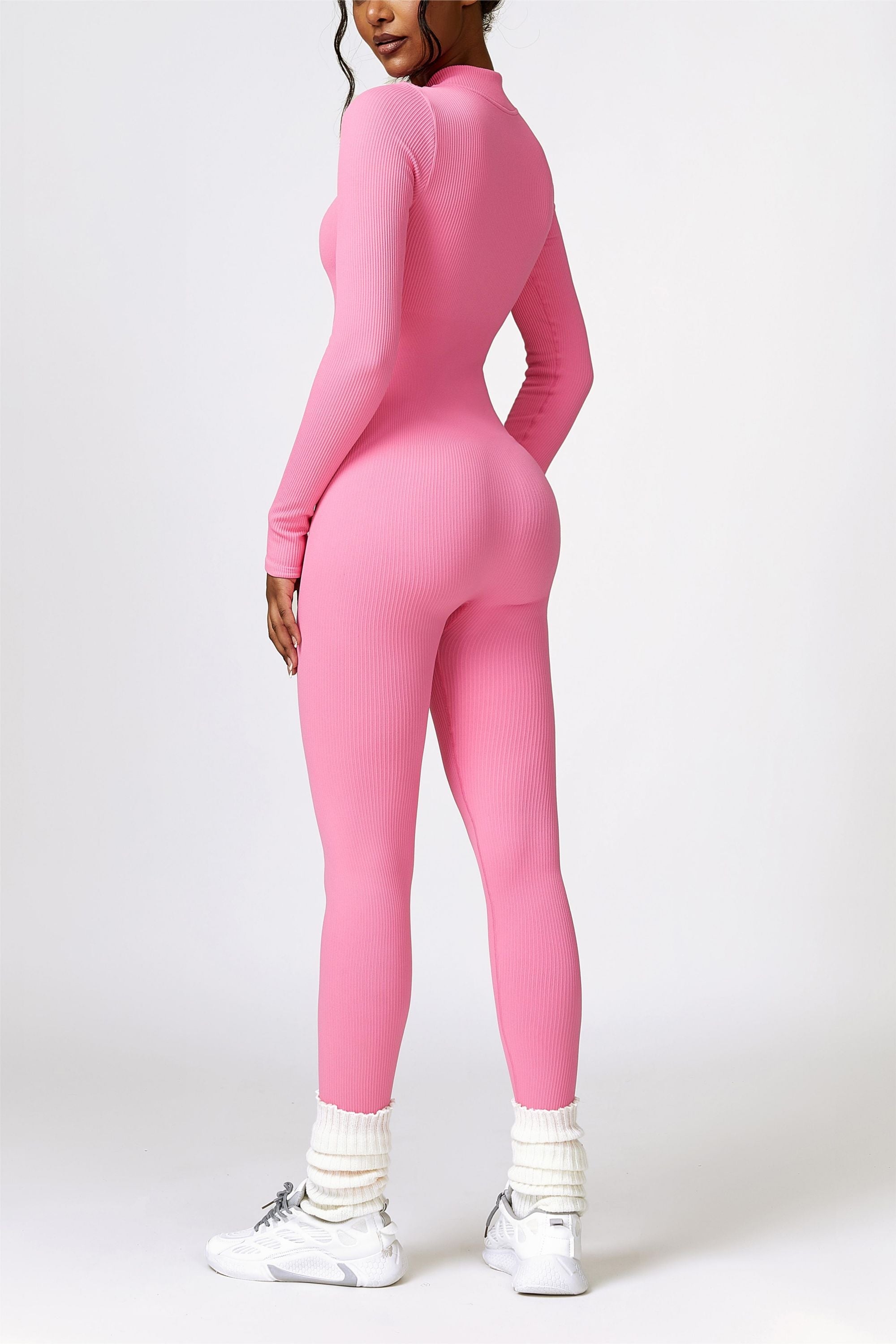 ZipFlex Ribbed Long-Sleeve Active Jumpsuit by bornfocus