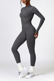 ZipFlex Ribbed Long-Sleeve Active Jumpsuit by bornfocus