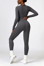 ZipFlex Ribbed Long-Sleeve Active Jumpsuit by bornfocus