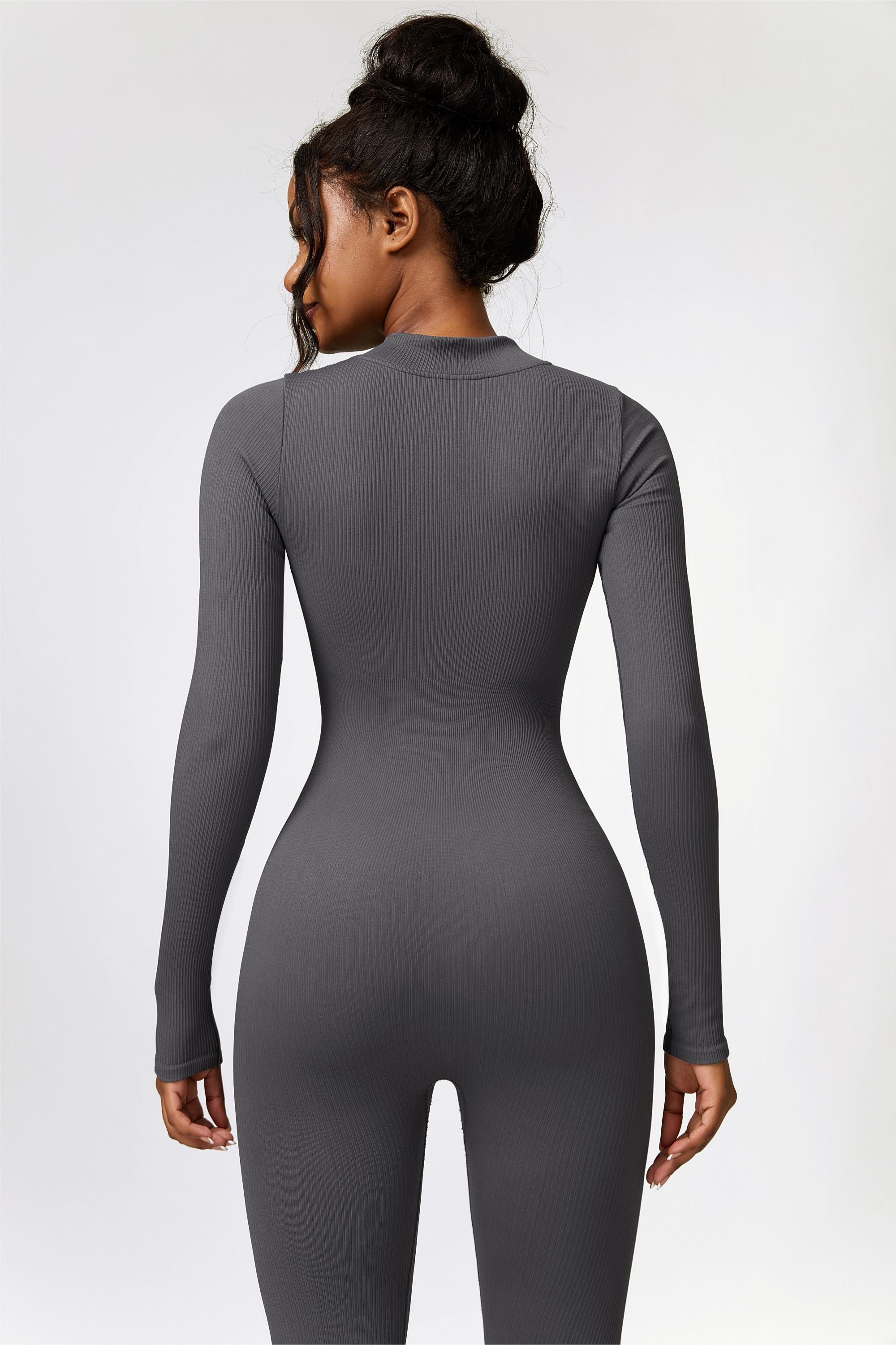 ZipFlex Ribbed Long-Sleeve Active Jumpsuit by bornfocus