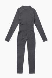 ZipFlex Ribbed Long-Sleeve Active Jumpsuit by bornfocus