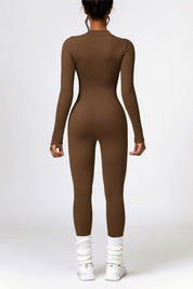 ZipFlex Ribbed Long-Sleeve Active Jumpsuit by bornfocus