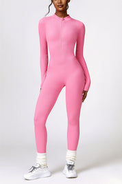 ZipFlex Ribbed Long-Sleeve Active Jumpsuit by bornfocus