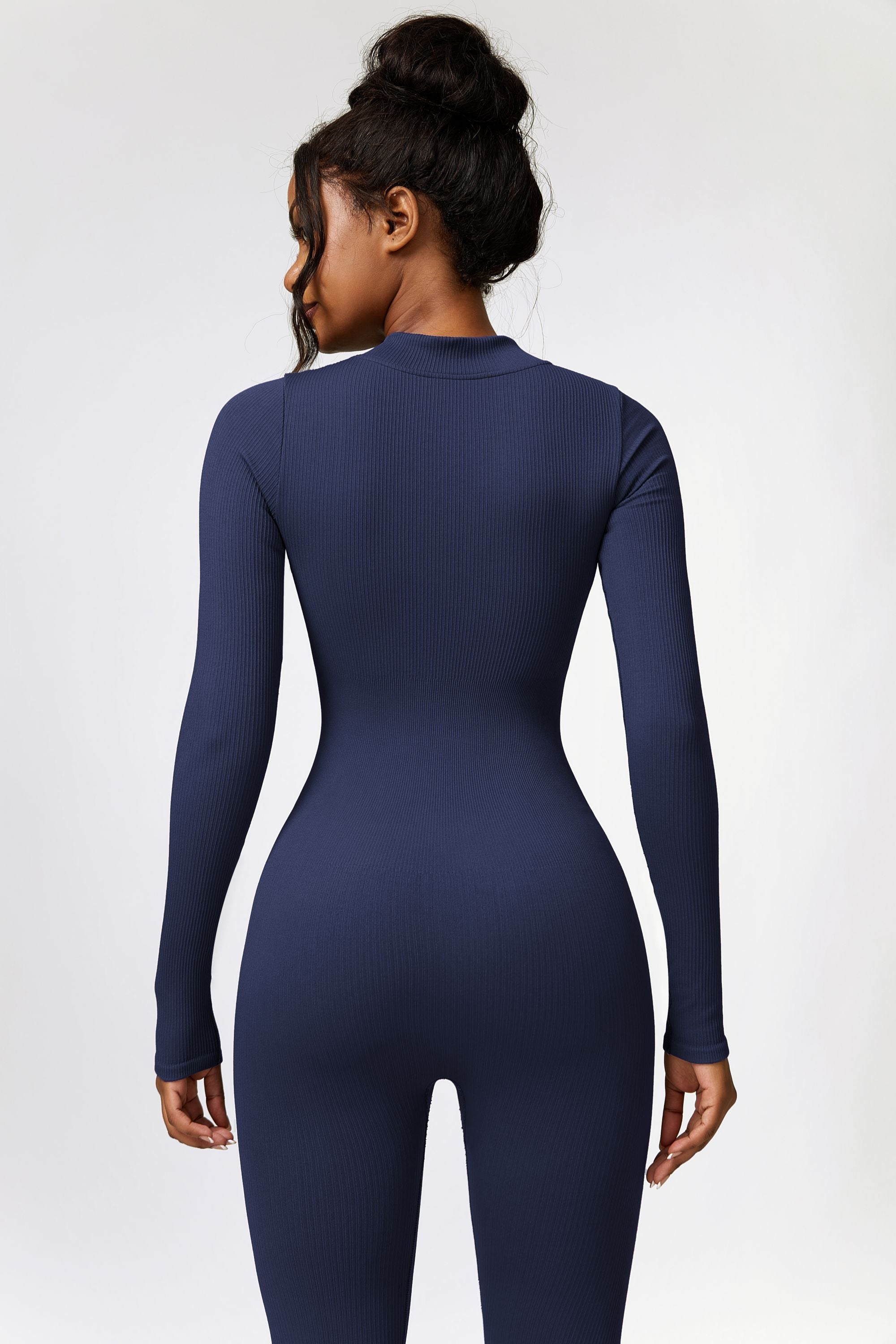 ZipFlex Ribbed Long-Sleeve Active Jumpsuit by bornfocus