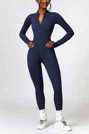 ZipFlex Ribbed Long-Sleeve Active Jumpsuit by bornfocus