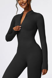 ZipFlex Ribbed Long-Sleeve Active Jumpsuit by bornfocus