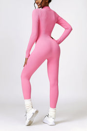 ZipFlex Ribbed Long-Sleeve Active Jumpsuit by bornfocus