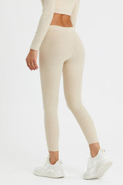Ribbed Mid-Waist Workout Leggings by bornfocus
