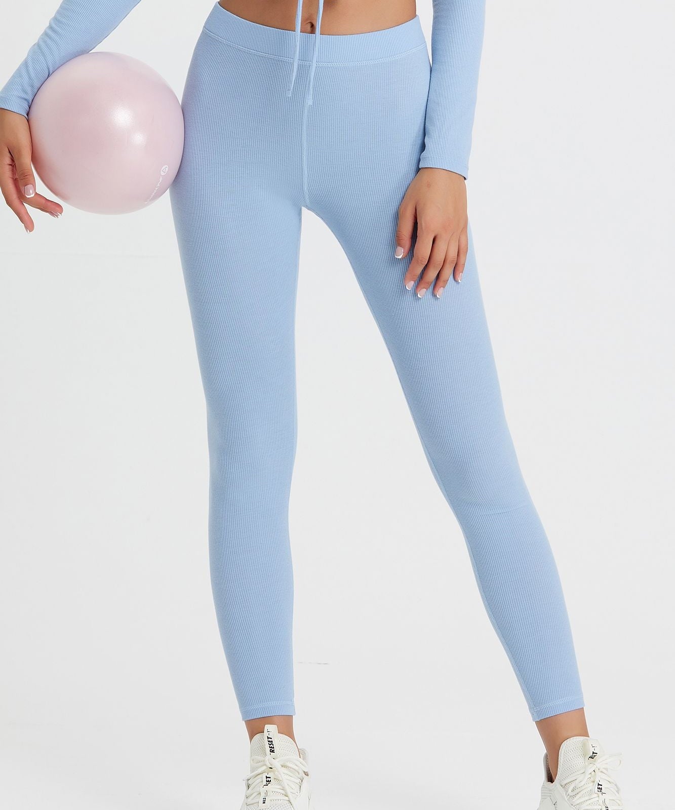 Ribbed Mid-Waist Workout Leggings by bornfocus