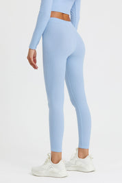 Ribbed Mid-Waist Workout Leggings by bornfocus