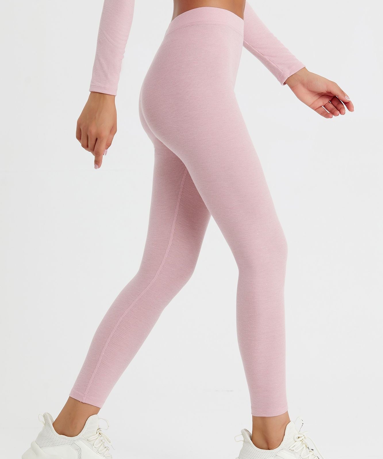 Ribbed Mid-Waist Workout Leggings by bornfocus
