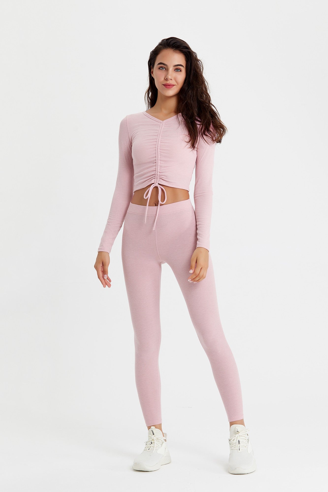 Ribbed Mid-Waist Workout Leggings by bornfocus