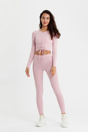 Ribbed Mid-Waist Workout Leggings by bornfocus