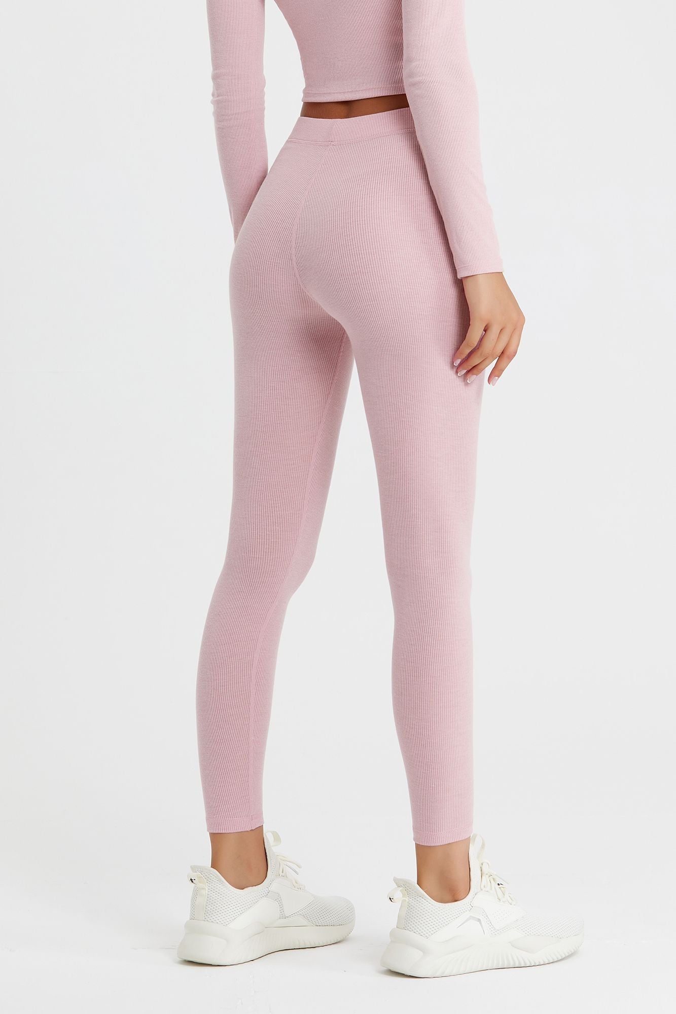 Ribbed Mid-Waist Workout Leggings by bornfocus