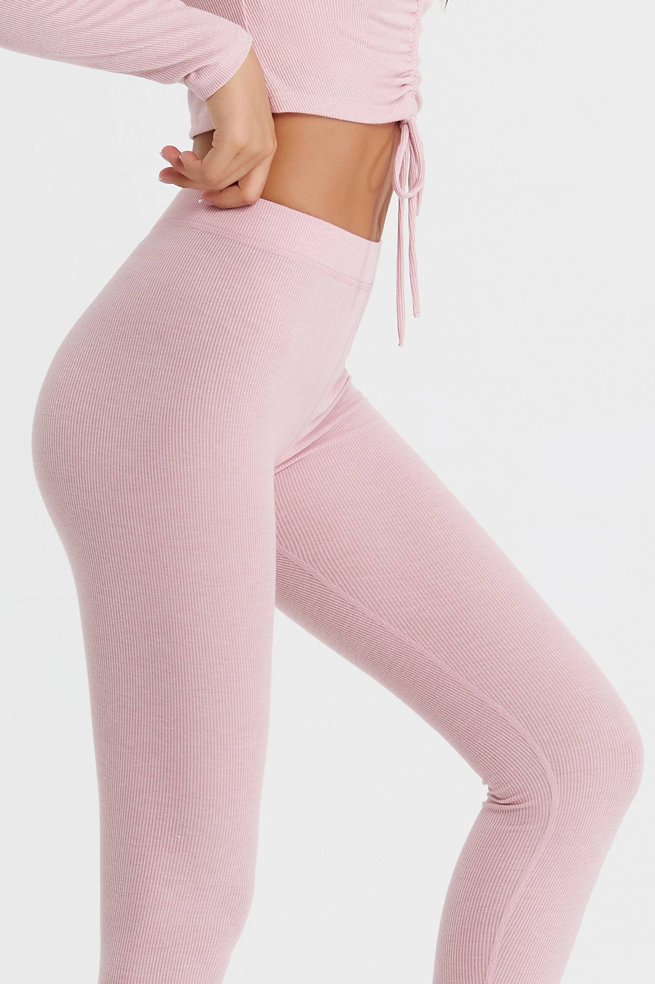 Ribbed Mid-Waist Workout Leggings by bornfocus