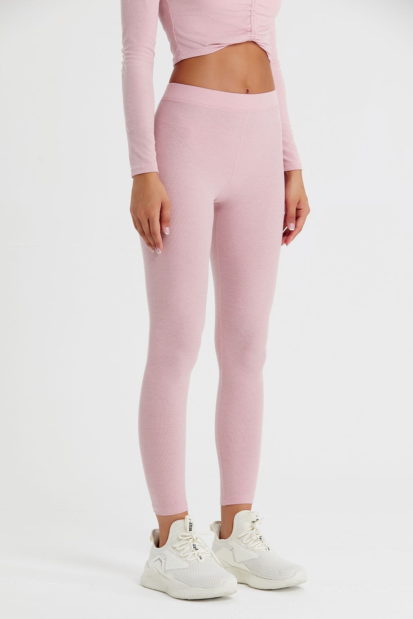 Ribbed Mid-Waist Workout Leggings by bornfocus