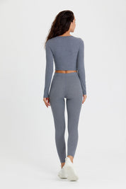 Ribbed Mid-Waist Workout Leggings by bornfocus