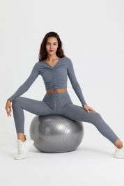 Ribbed Mid-Waist Workout Leggings by bornfocus