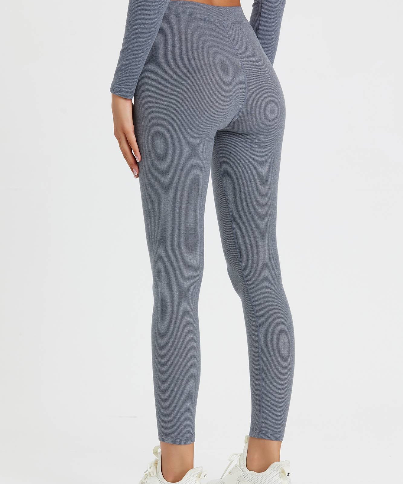 Ribbed Mid-Waist Workout Leggings by bornfocus