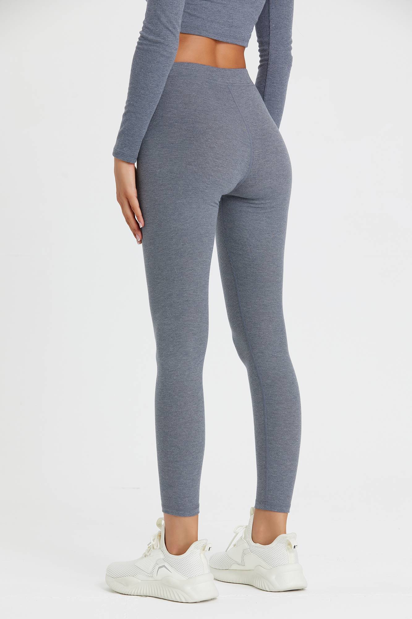 Ribbed Mid-Waist Workout Leggings by bornfocus