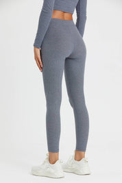 Ribbed Mid-Waist Workout Leggings by bornfocus